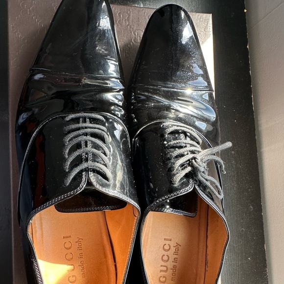Gucci Black Patent Leather Dress Shoes Oxfords.  US Size 7.5 - Picture 1 of 8